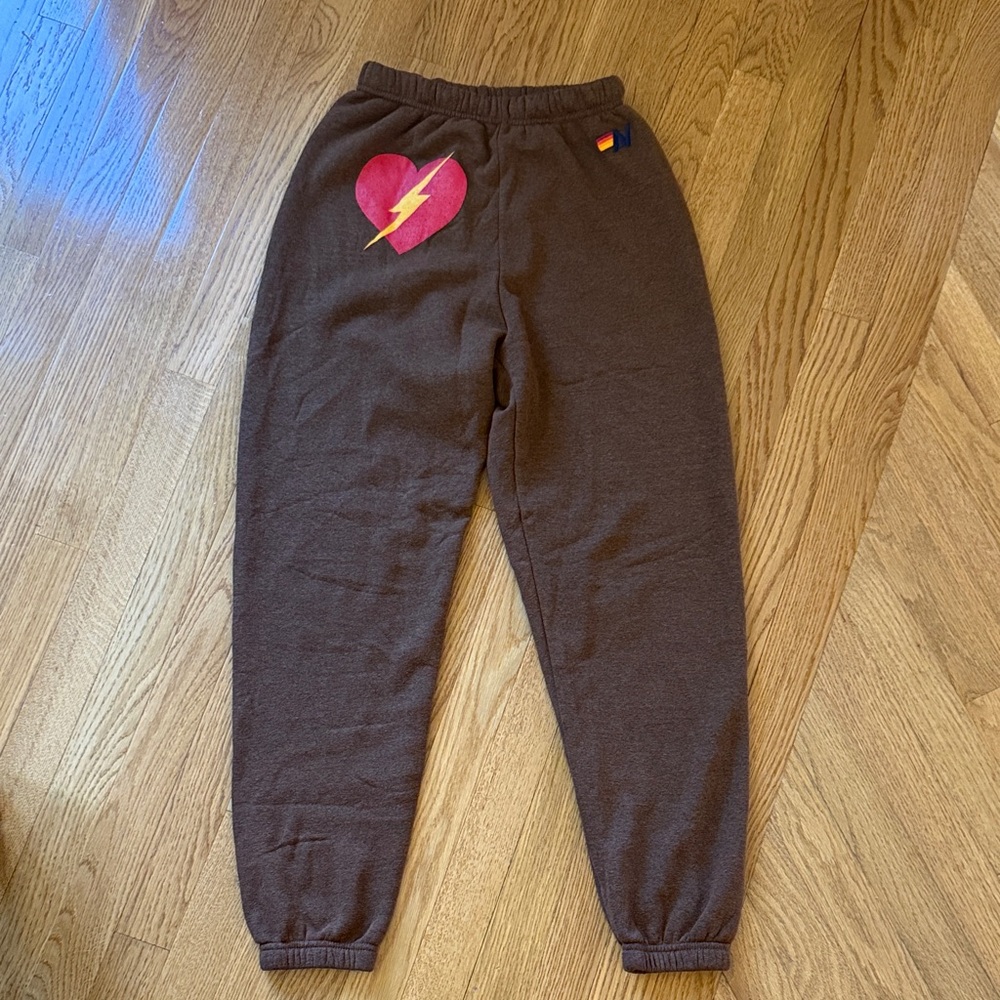 Aviator Nations BOLT HEART SWEATPANTS - CHOCOLATE